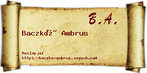 Baczkó Ambrus névjegykártya